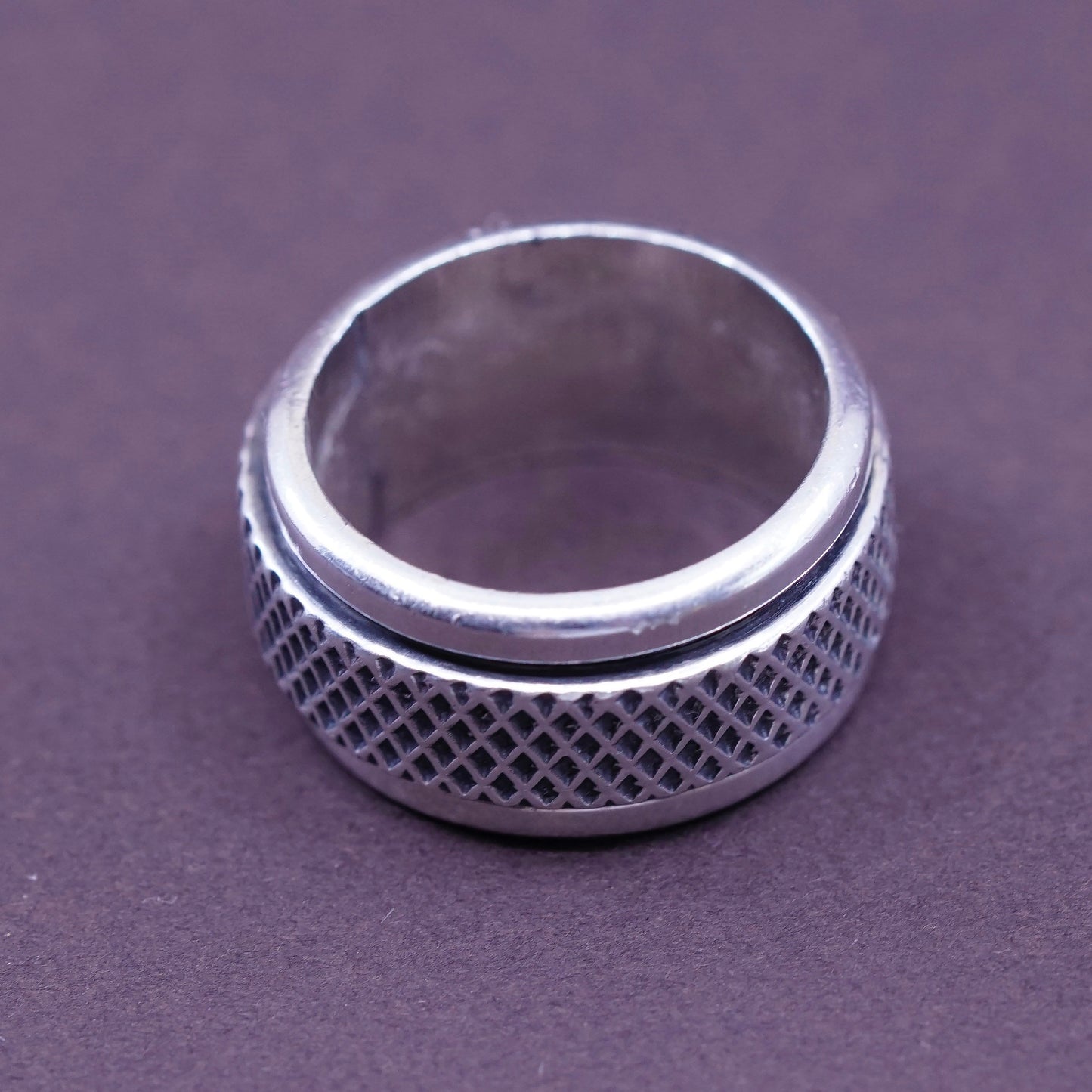 Size 6, vintage Sterling silver prayer ring, solid 925 silver spinner band