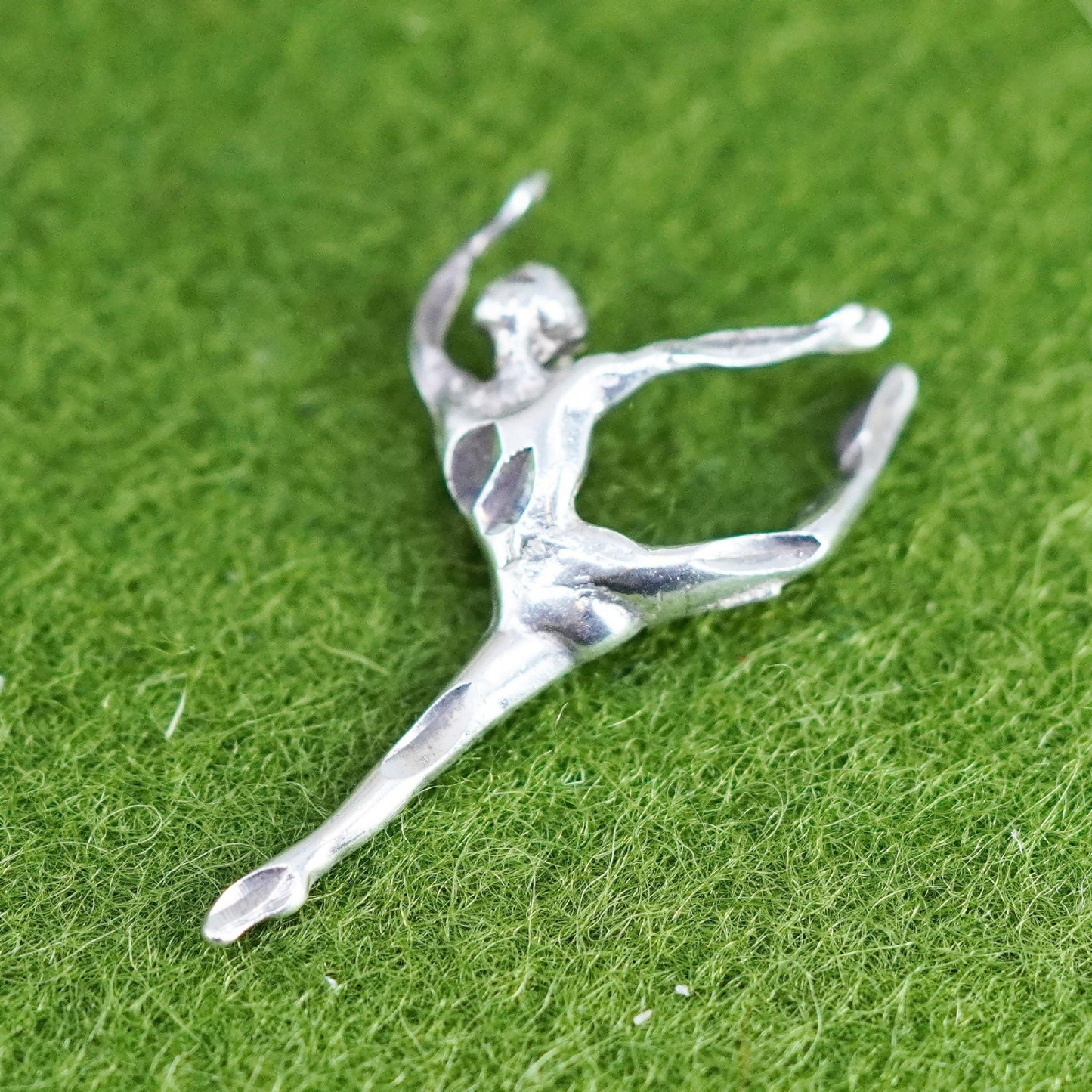 Vintage Sterling silver handmade pendant, 925 ballerina, dancer charm