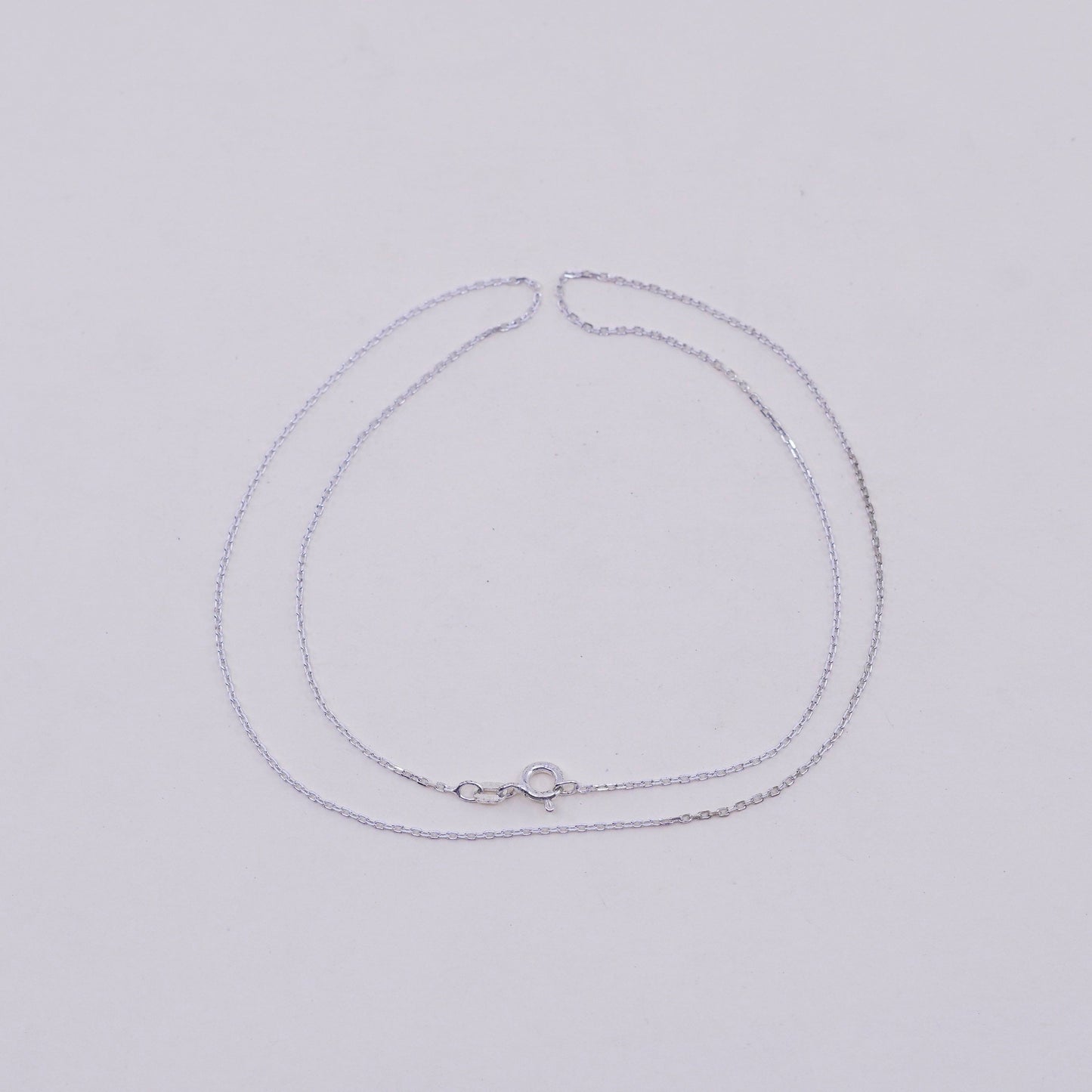 18”, 1mm, Vintage sterling silver circle chain, Italy 925 necklace