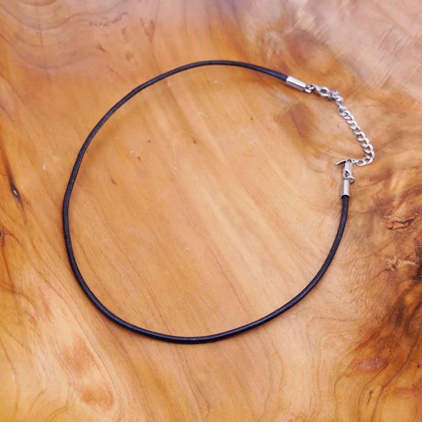 16+2”, silpada handmade necklace, black leather choker with sterling 925 silver
