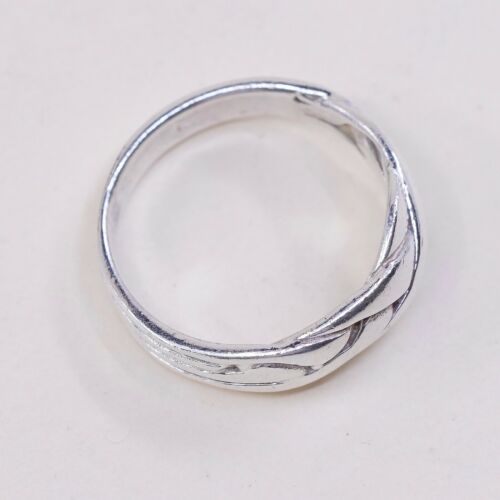 Sz 6.75, Vtg Sterling Silver Handmade Ring 925 Band Entwined Wavy, Stamped 925
