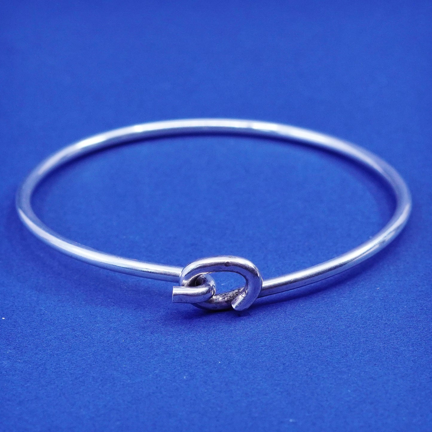 7.5”, vintage Sterling silver handmade bracelet, 925 hinged bangle, silver tested