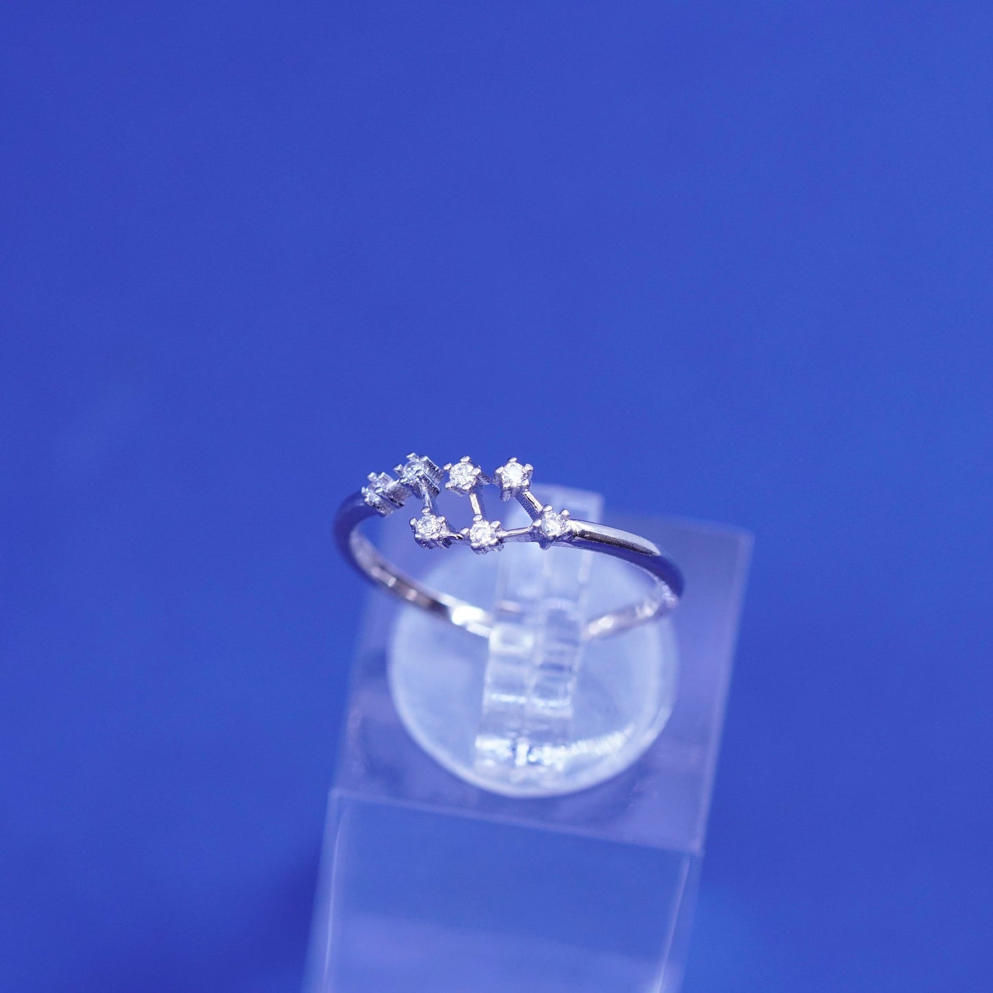Size 5, vintage Sterling 925 silver handmade band ring with cz