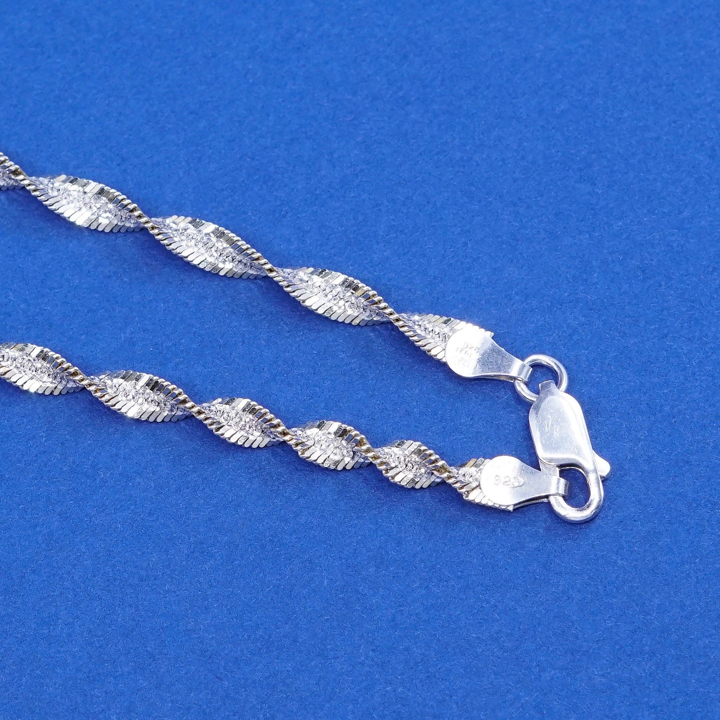 24”, vermeil gold over Sterling silver chain, 925 twisted herringbone necklace