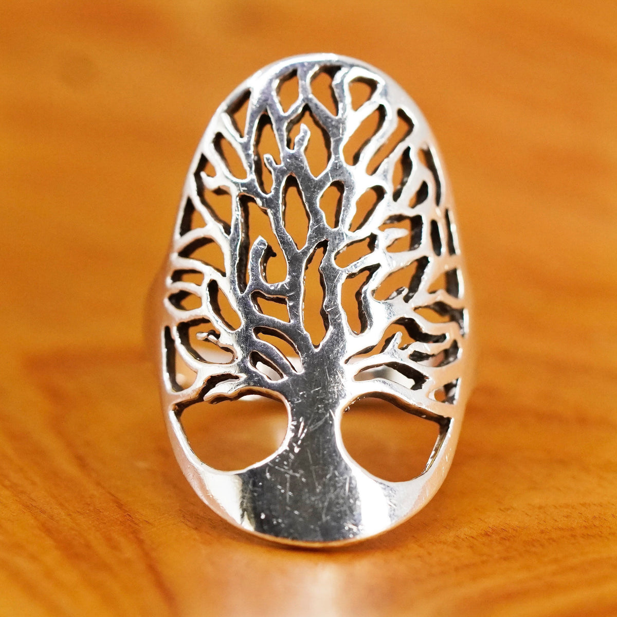 Size 7.5, Sterling silver handmade ring, southwestern 925 filigree tree band