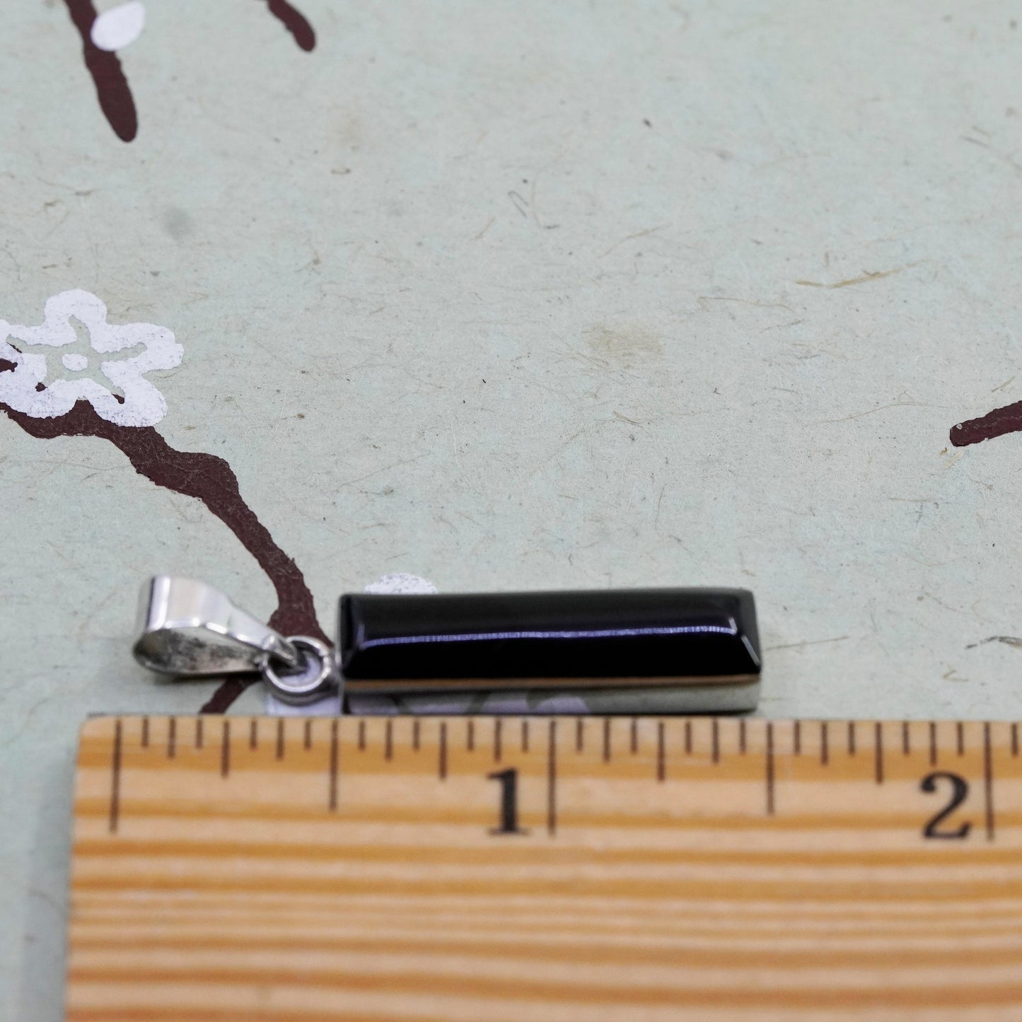 vintage handmade sterling 925 silver pendant with long black onyx