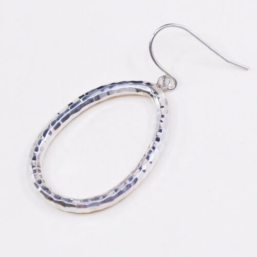 Vtg Sterling 925 Silver Handmade Hollow Lightweight Teardrop Shaped Earrings