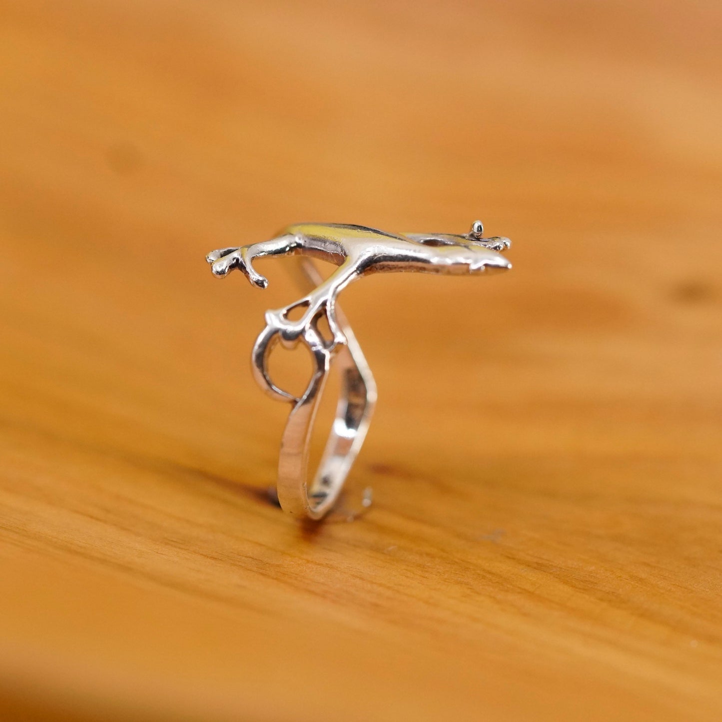 Size 9.25, vintage Sterling silver handmade ring, 925 lizard band