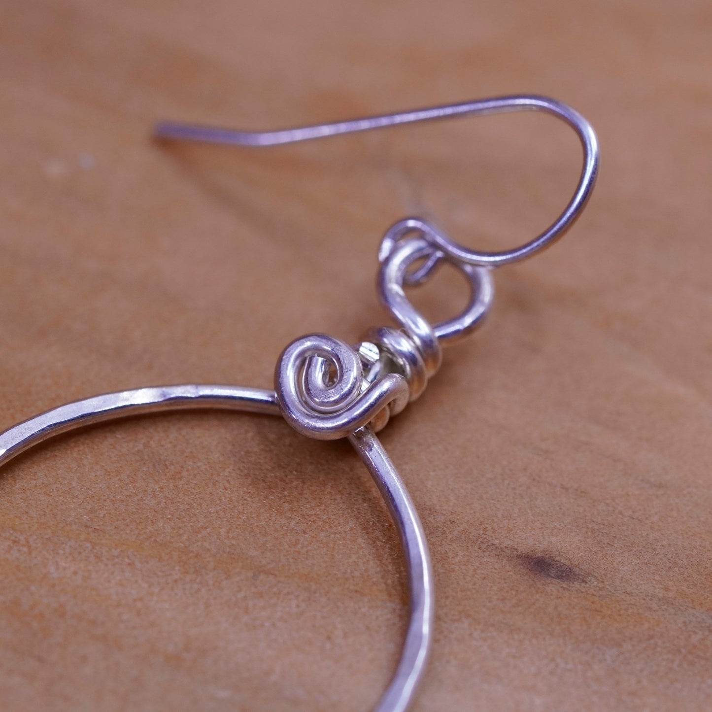 Vintage Sterling silver handmade earrings, 925 teardrop drops