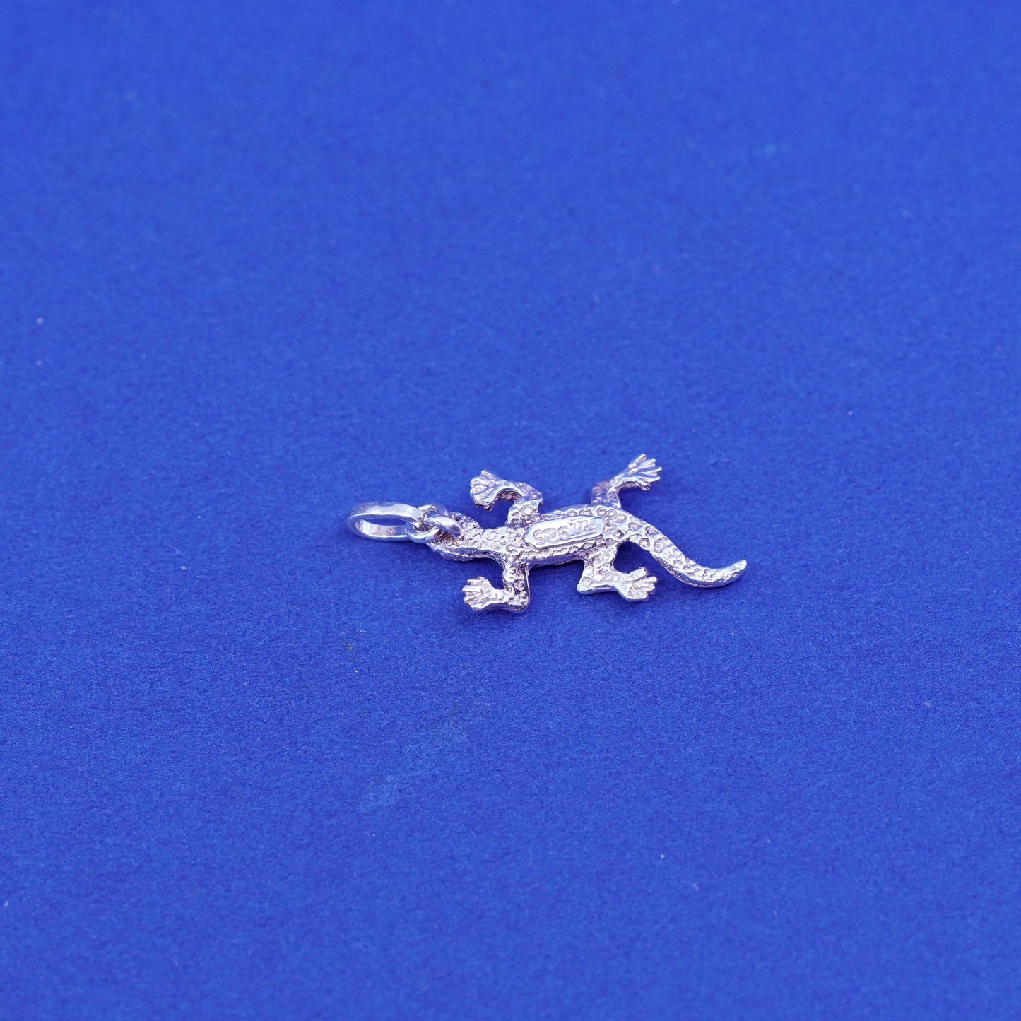 Vintage Sterling silver handmade pendant, 925 lizard charm