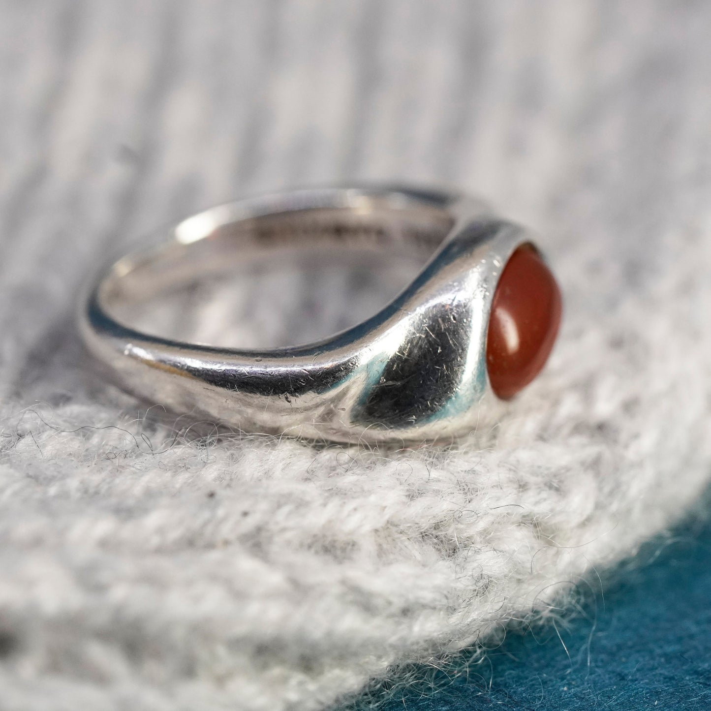 Size 6, vintage michael dawkins jewelry Sterling Silver 925 Red Carnelian Ring