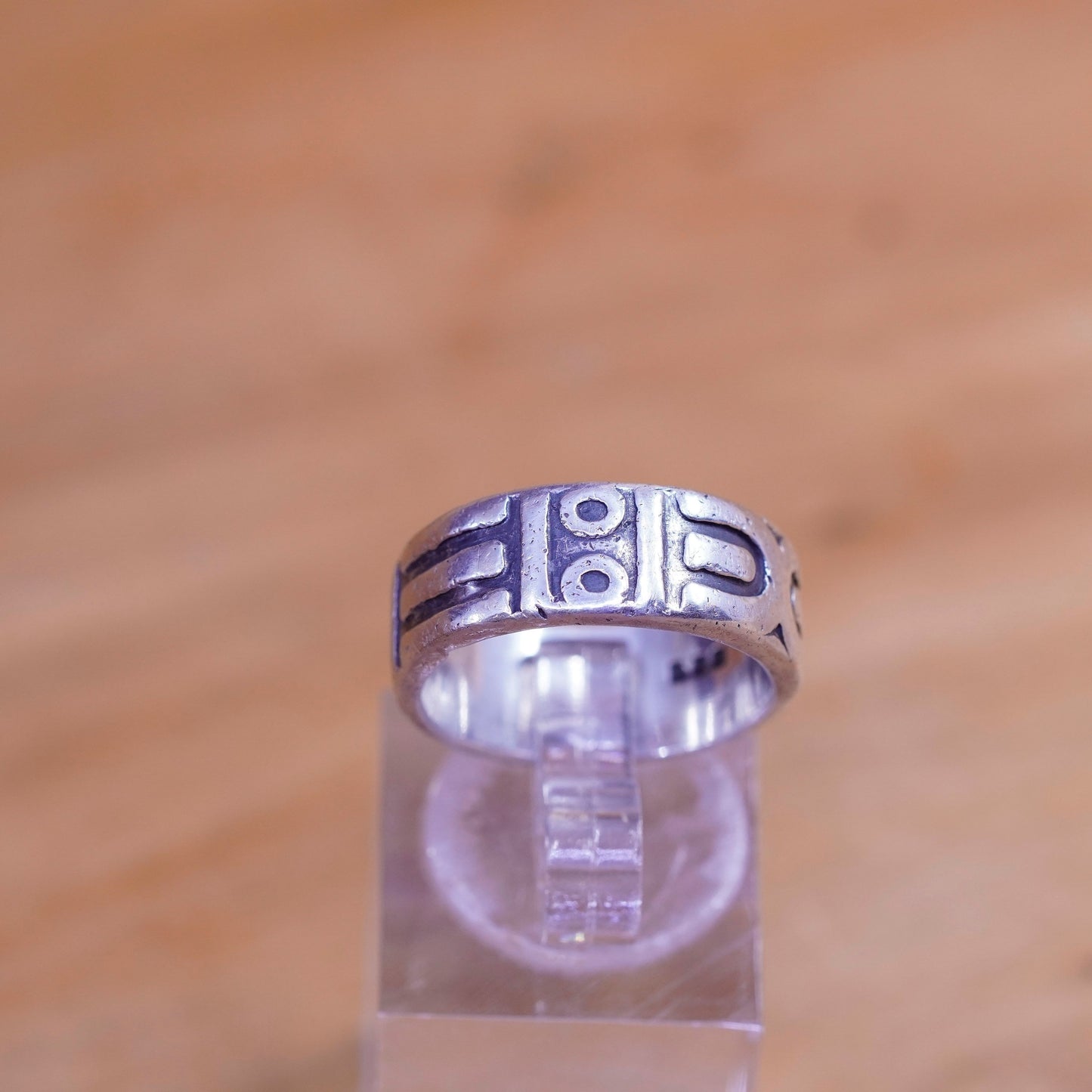 Size 6.25, vintage Sterling silver handmade ring, Hopi 925 relief band