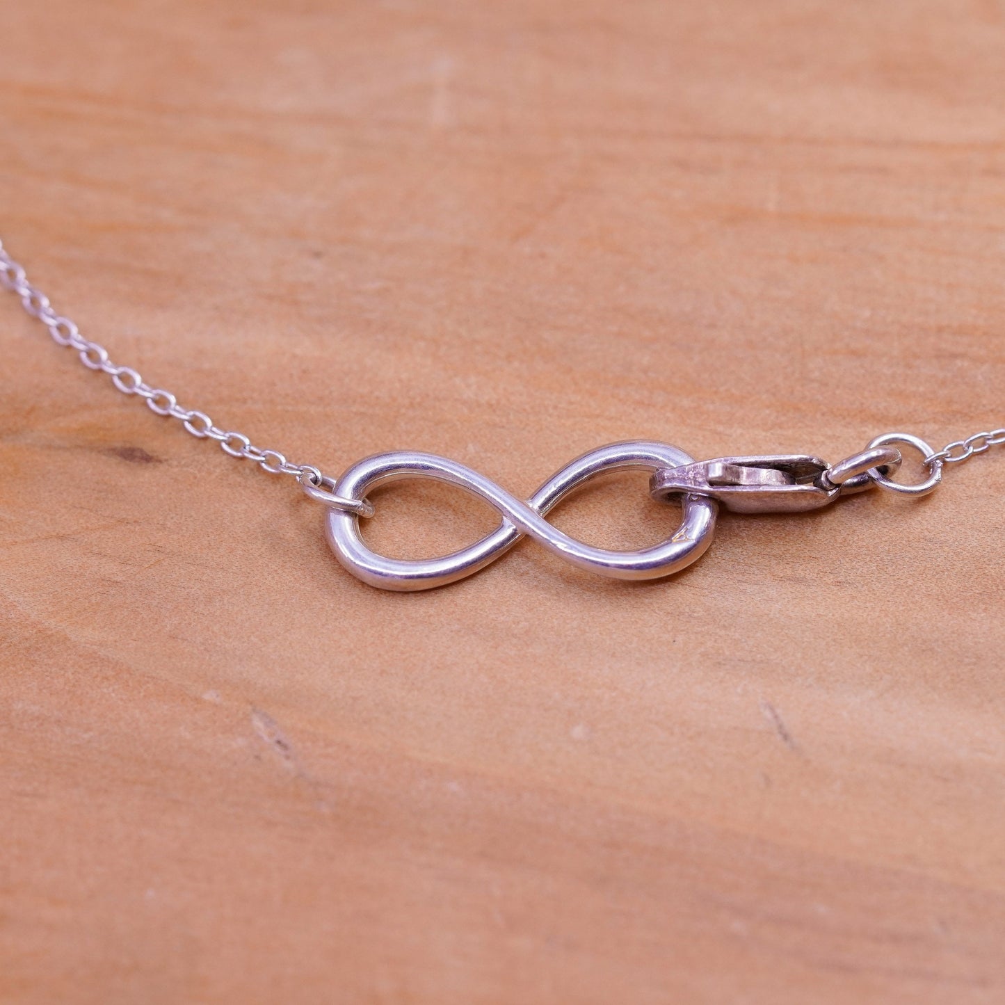 9.75”, Sterling silver charm bracelet, 925 circle chain with infinity charm