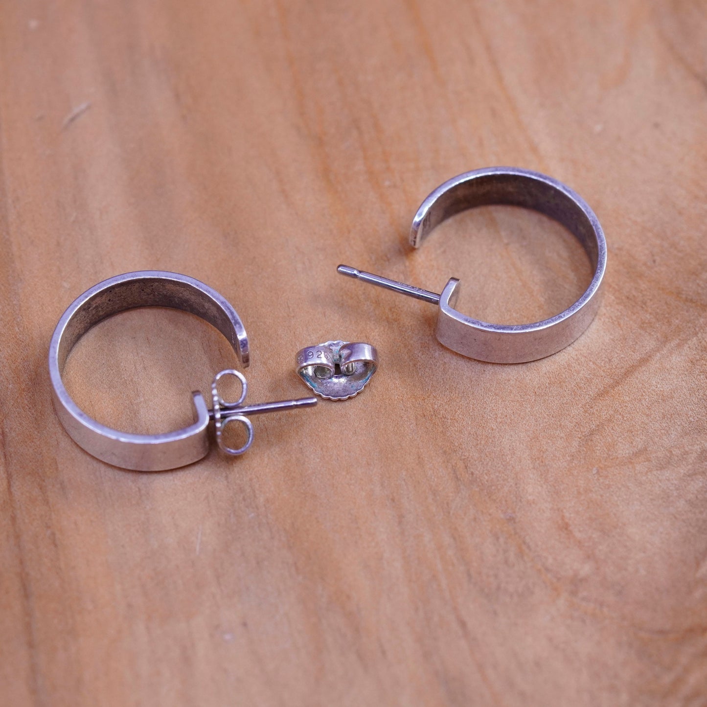 James Avery retired silver handmade earrings, modern 925 huggie, hoops studs