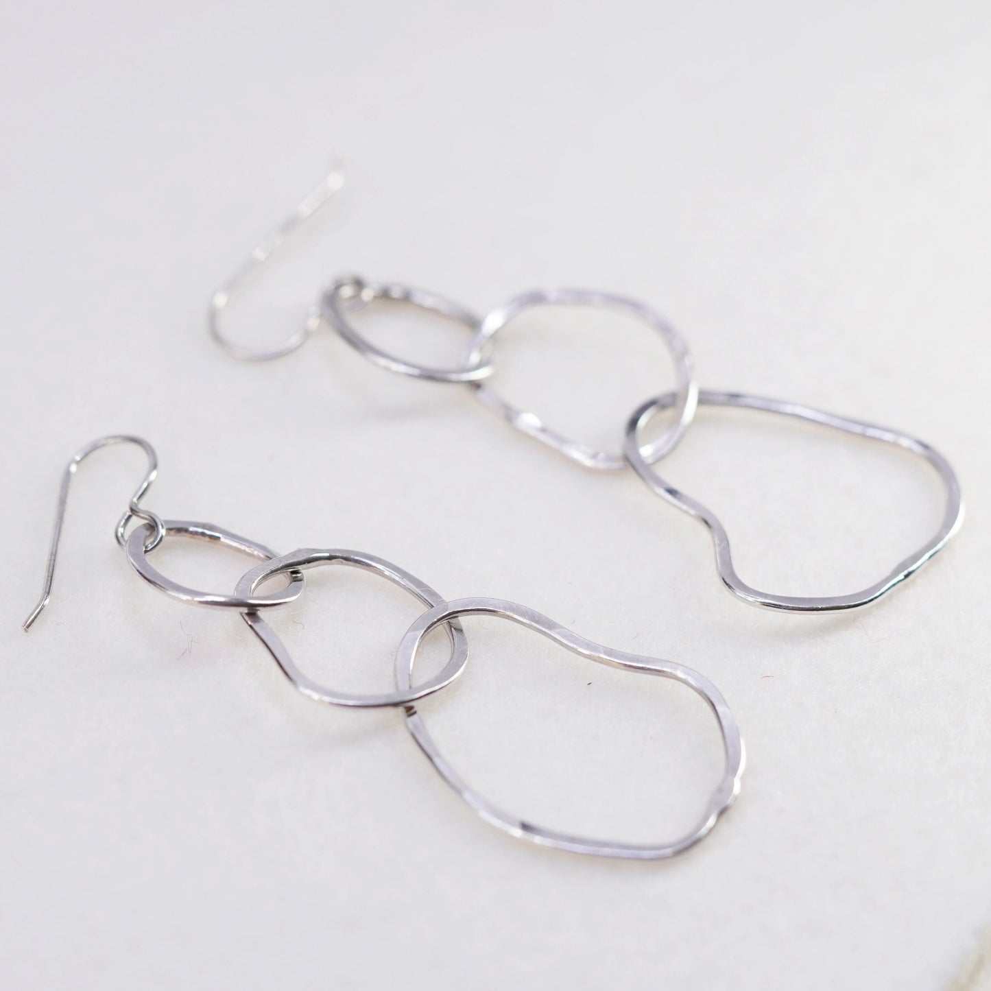 Vintage Sterling 925 silver handmade entwined circle earrings