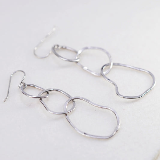 Vintage Sterling 925 silver handmade entwined circle earrings