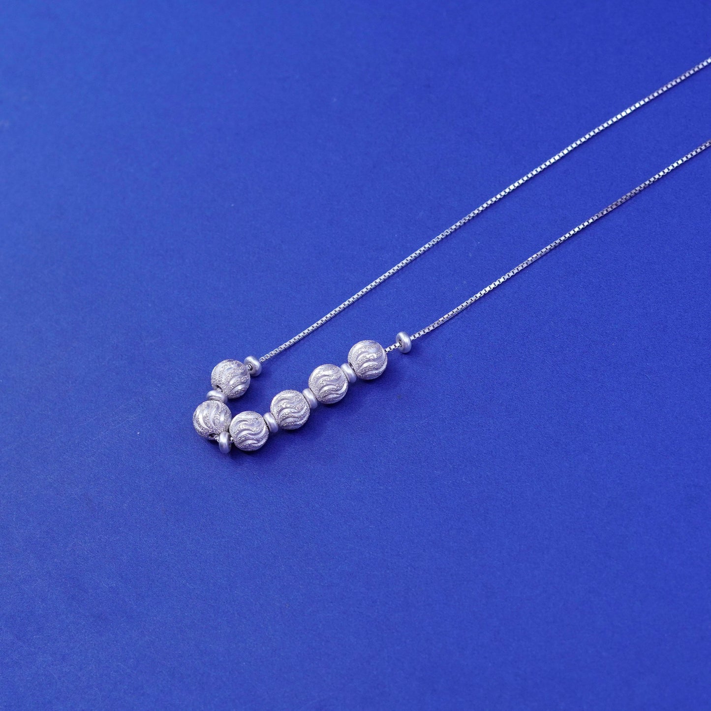 16”, sterling silver handmade necklace, box chain textured 925 circle pendant