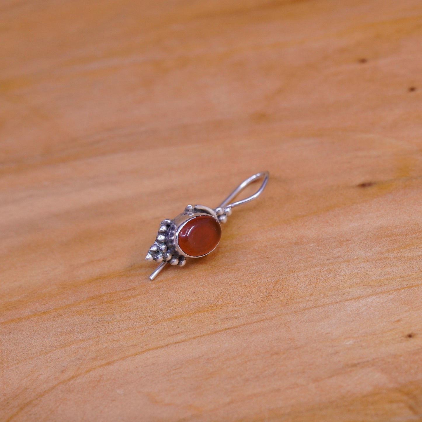 Vintage sterling 925 silver handmade earrings with carnelian and beads details