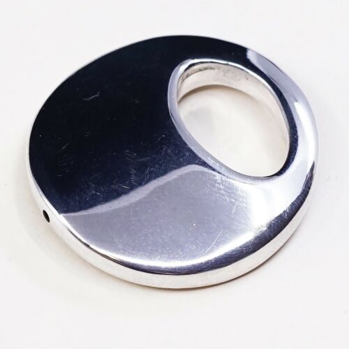 Vintage Sterling Silver Handmade Pendant, Sun Circle Shaped Pendant