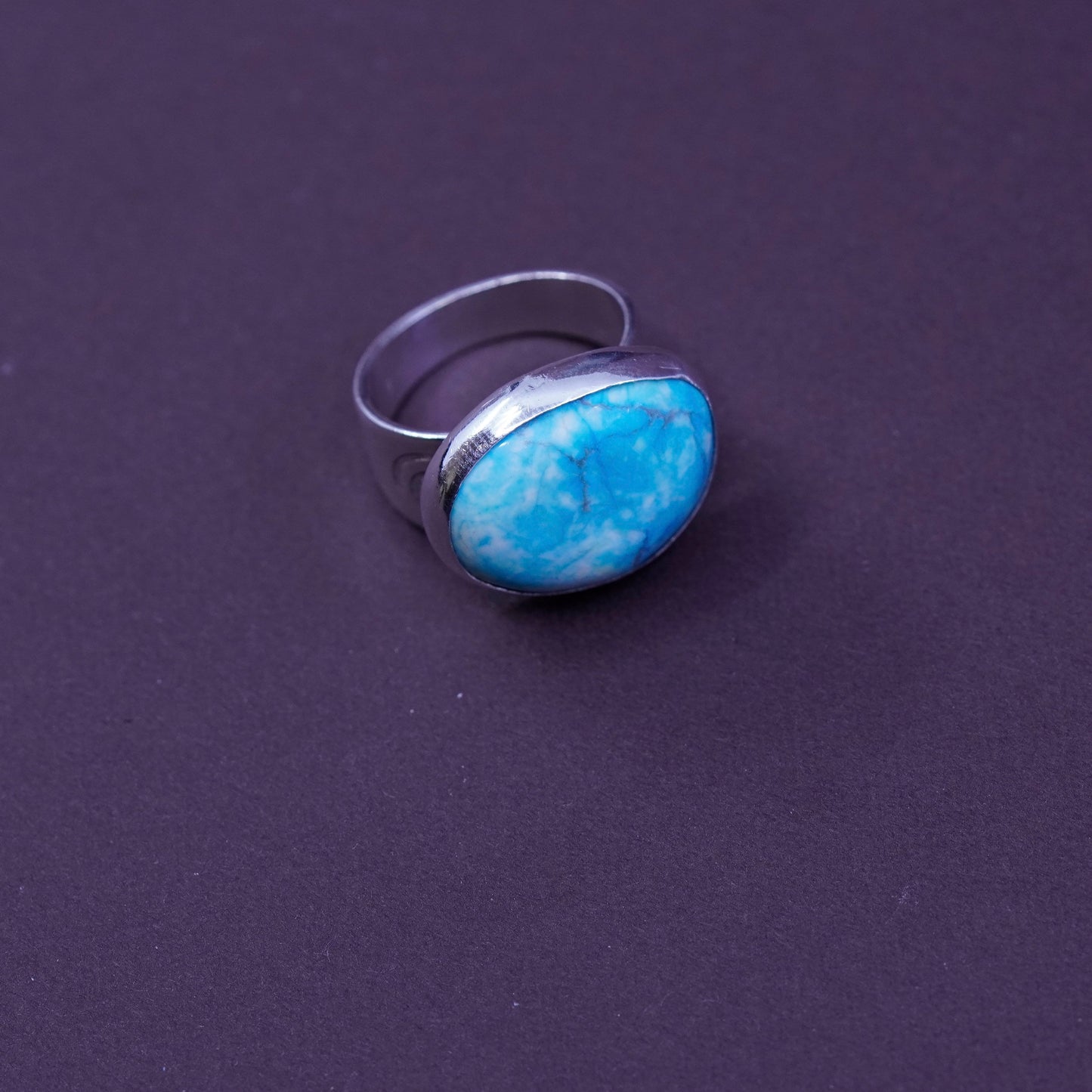 Size 7, vintage ARMAO Sterling 925 silver handmade ring with turquoise
