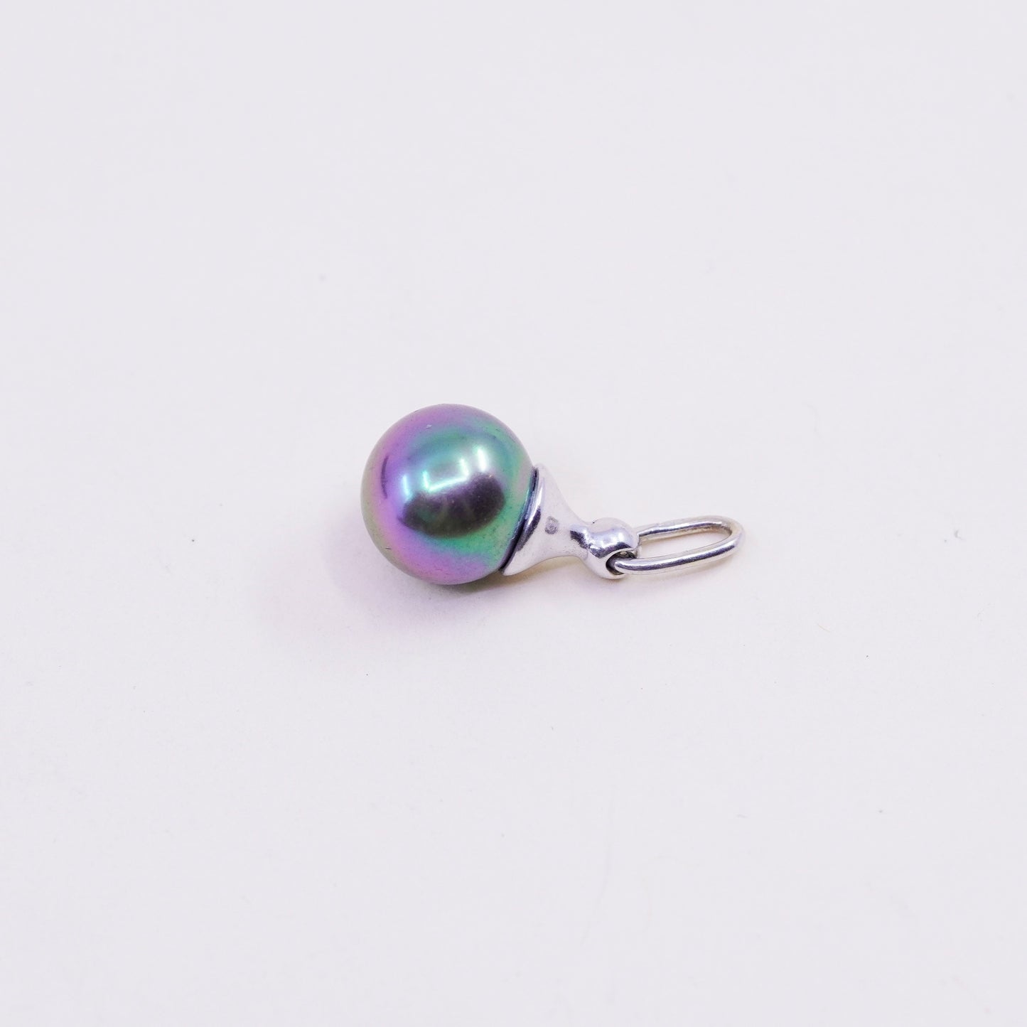 Vintage Sterling 925 silver handmade pendant with Tahiti black pearl