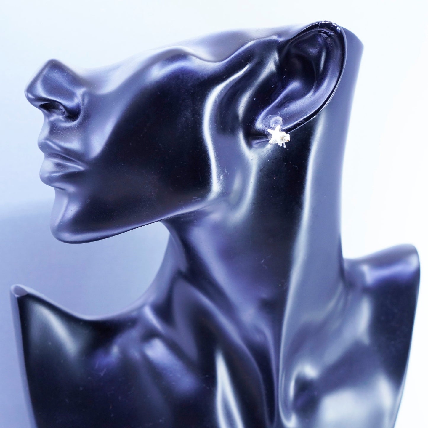 Vintage Italy Sterling 925 silver handmade star earrings, studs