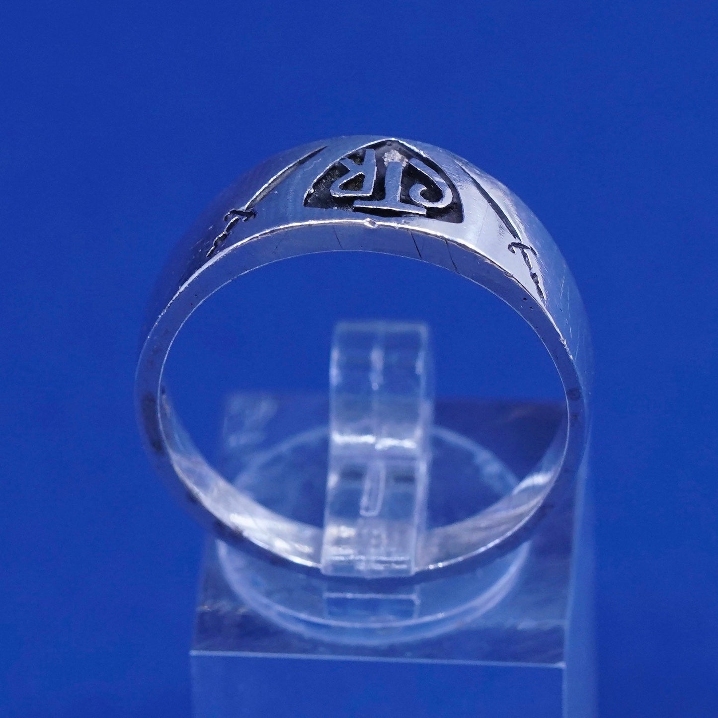 Size 10.75, vintage Sterling 925 silver handmade statement ring with CTR