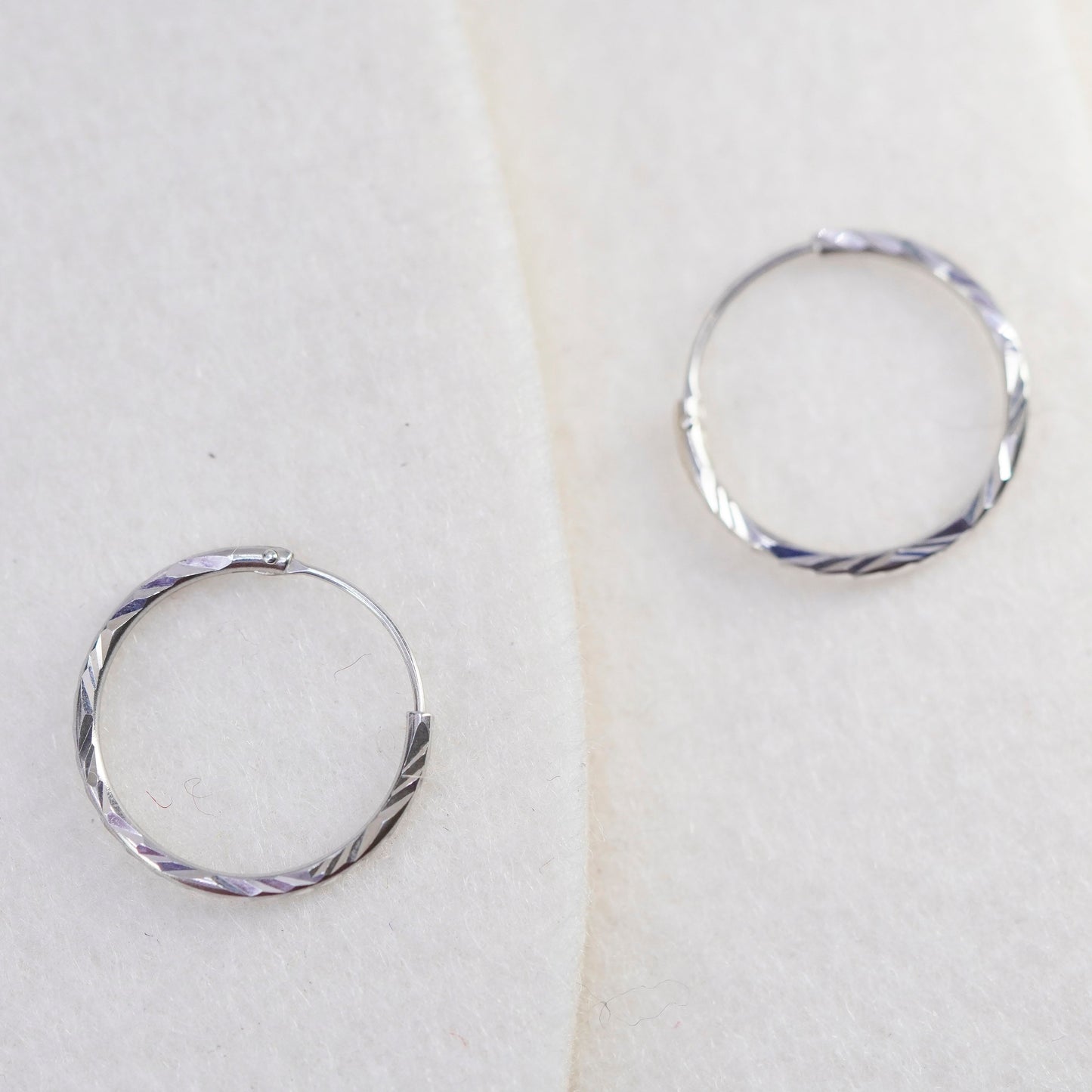 0.5”, vintage Sterling silver handmade earrings, textured 925 hoops