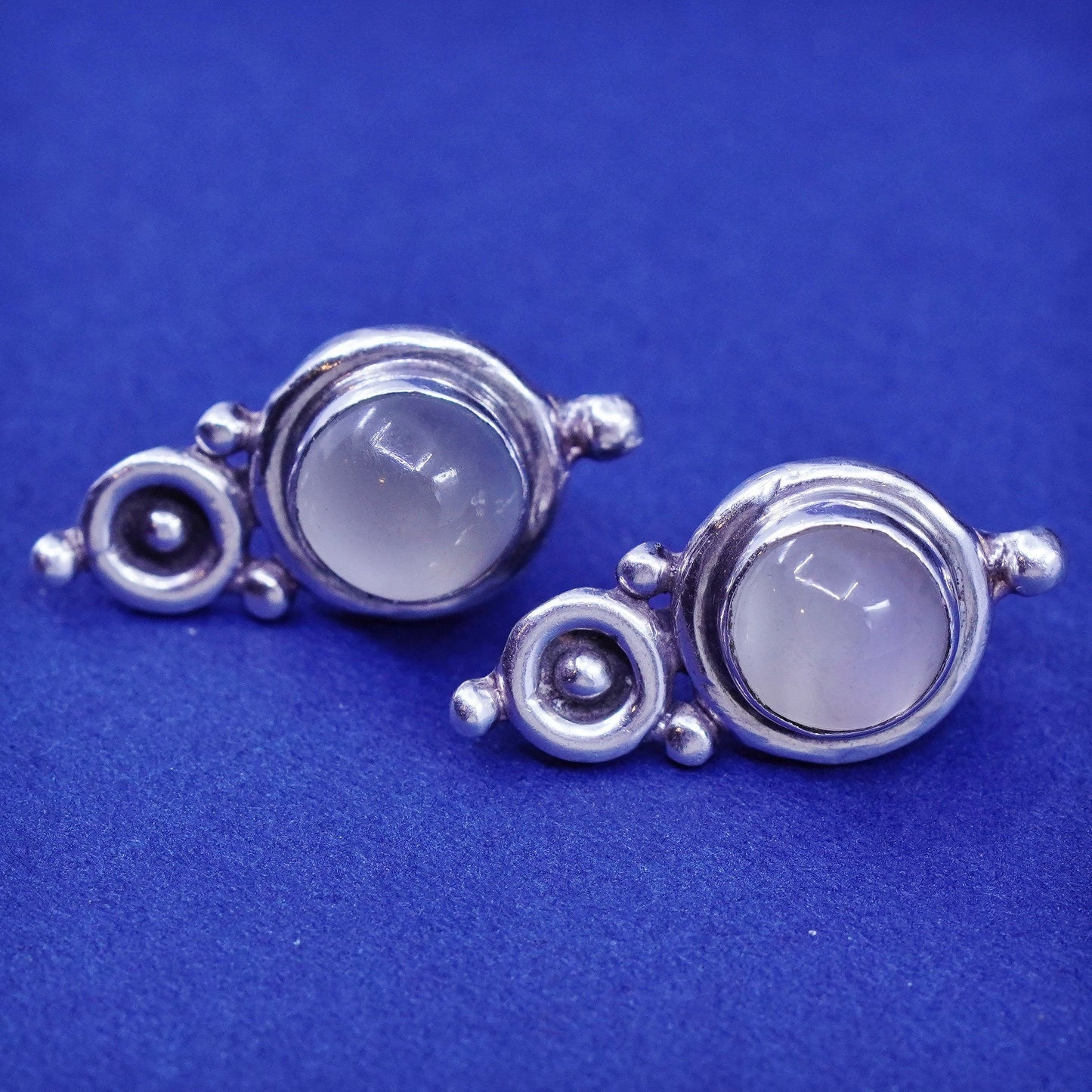 Vintage Sterling 925 silver studs with cat eye, earrings