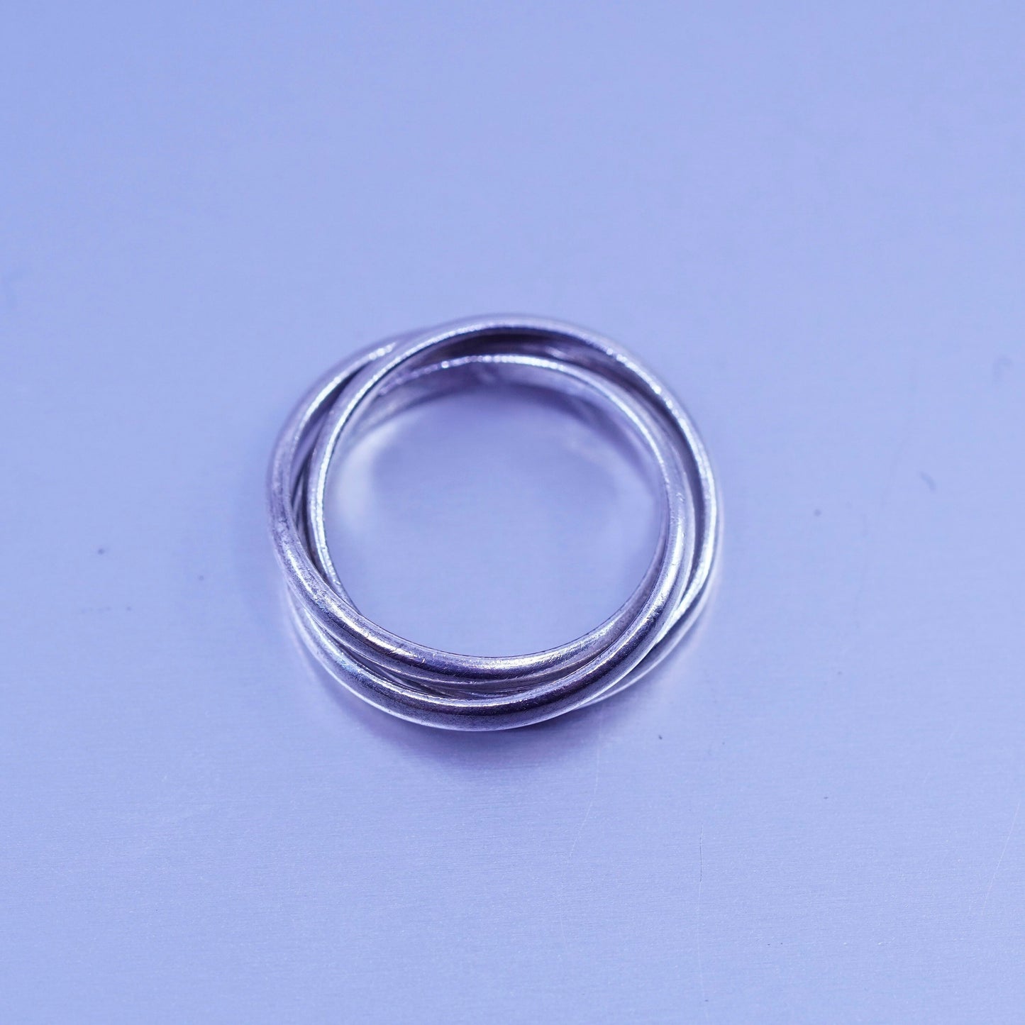 Size 3, vintage southwestern Sterling 925 silver entwined ring, multi band