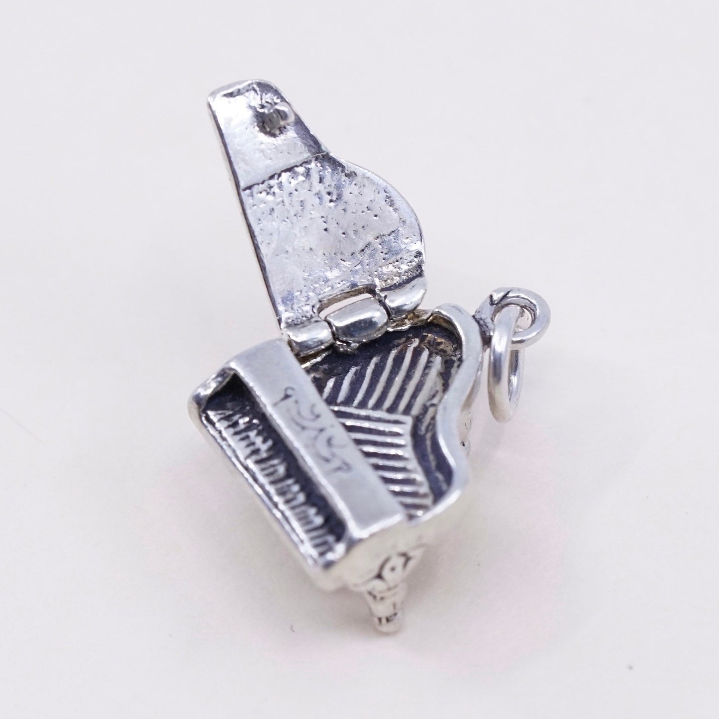 Vintage Sterling silver handmade pendant, 925 silver piano charm