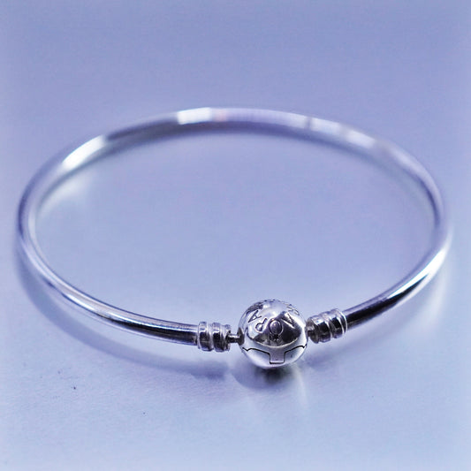 7.5”, Vintage Pandora Sterling 925 silver handmade bracelet, charm bangle