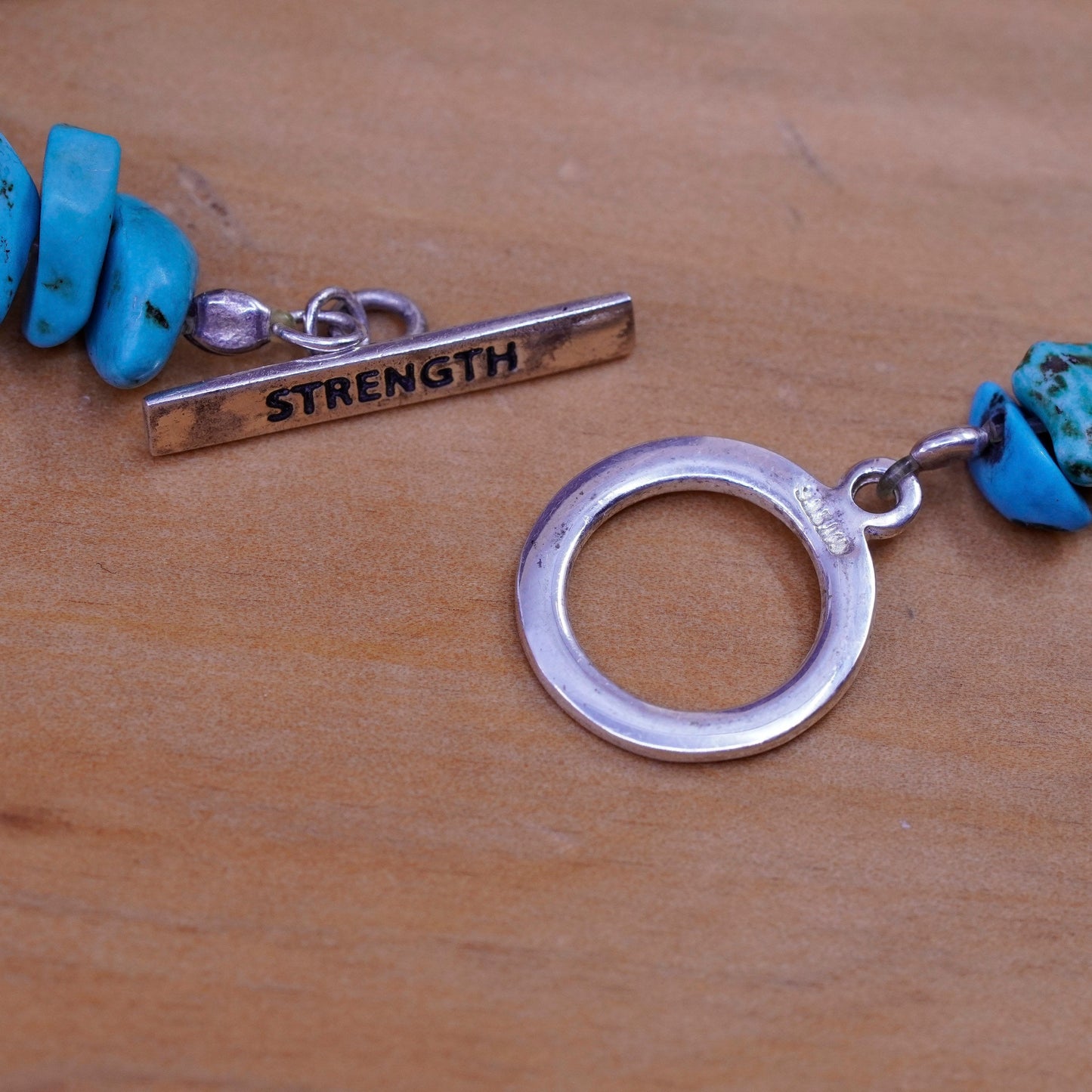 7”, Vintage Sterling silver handmade bracelet, turquoise beads w/ elastic band
