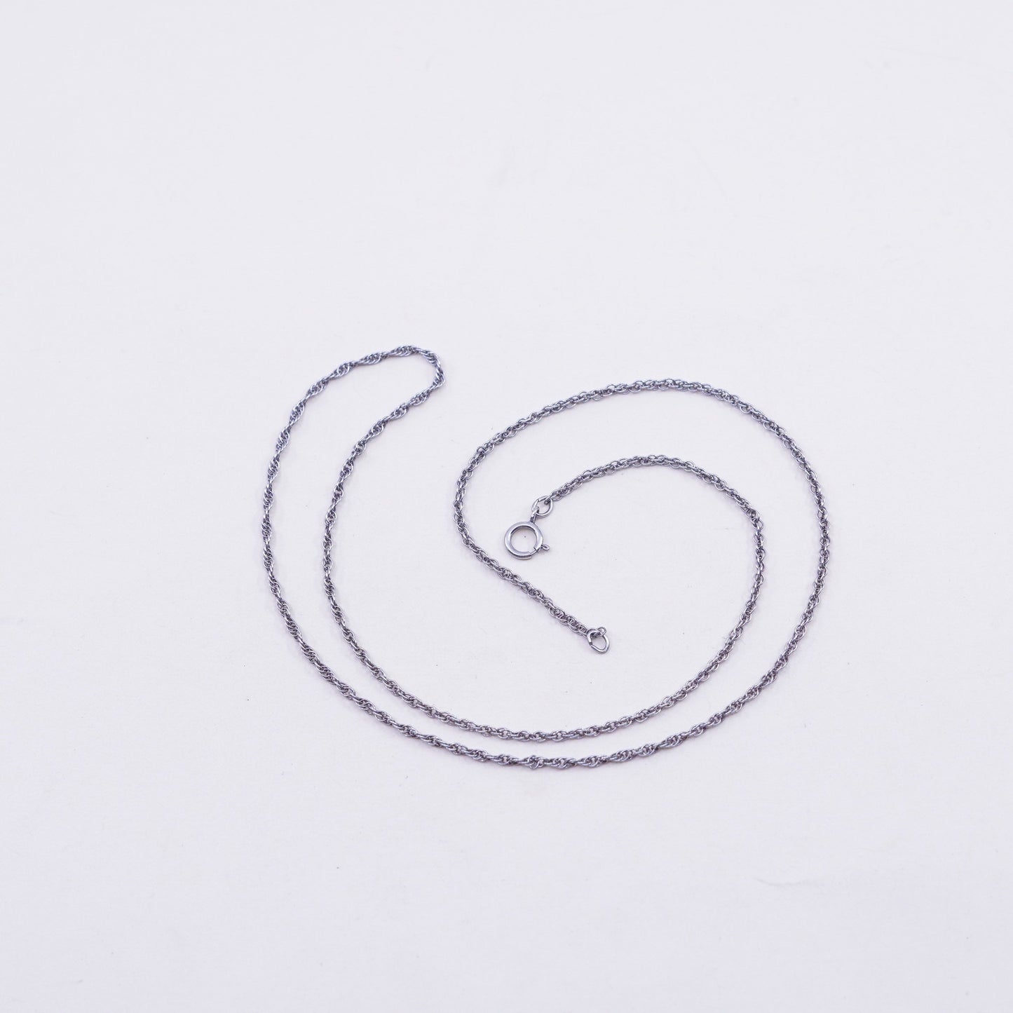 18” 1.6mm, vintage sterling silver necklace, 925 Singapore rope chain