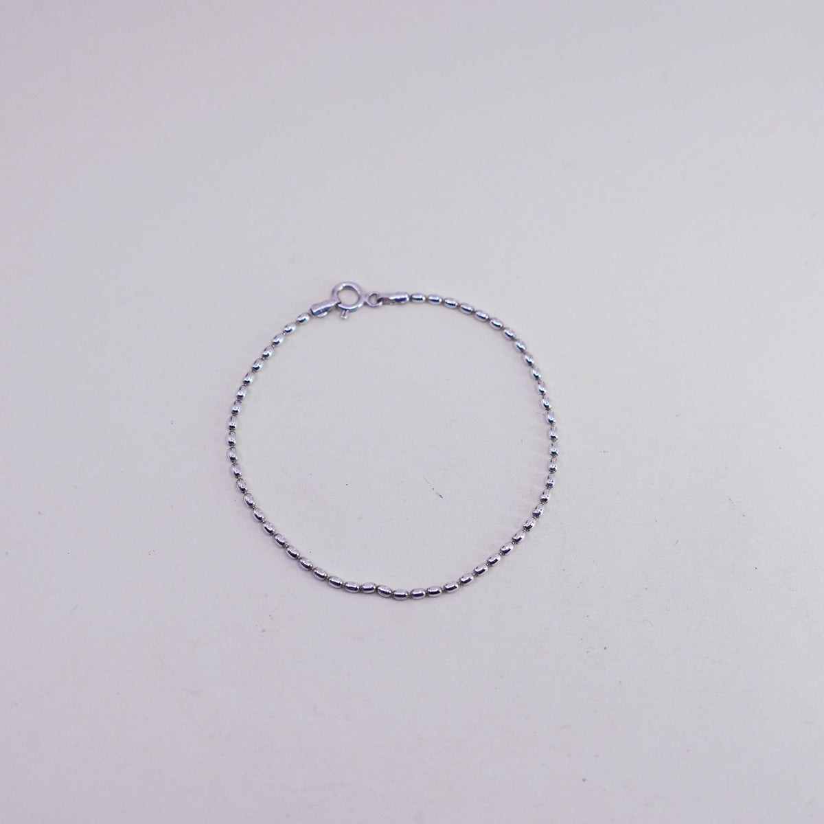 7”, 1mm, Vintage sterling silver bracelet, 925 beads chain