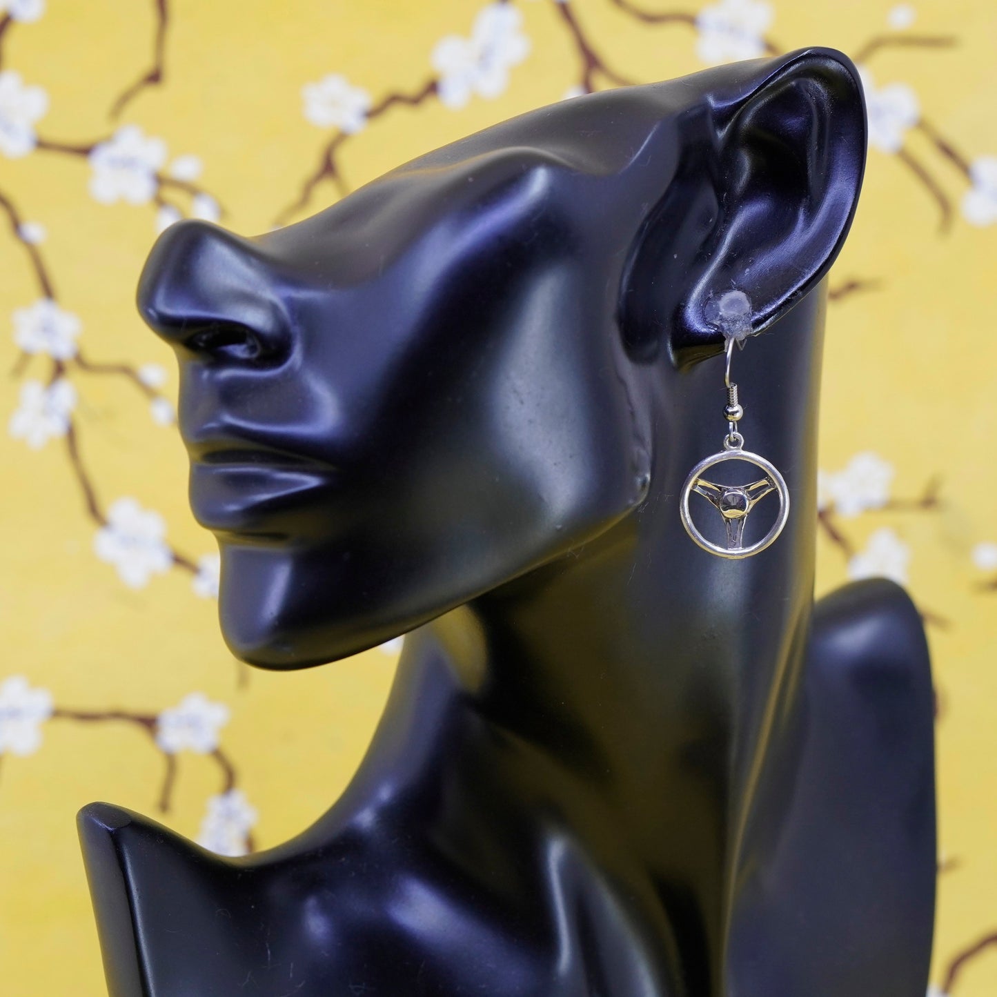 Vintage Sterling silver handmade earrings, 925 wheel dangle