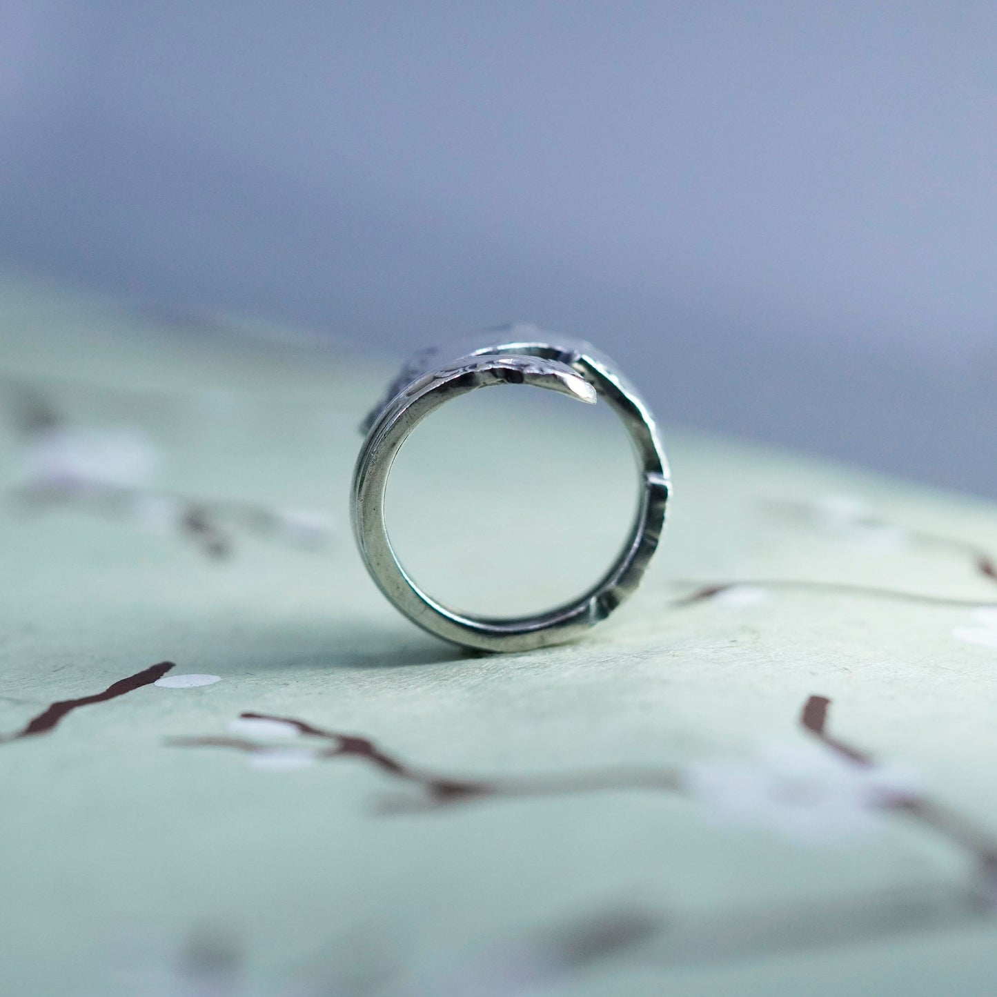 Size 6.25, Vintage Sterling 925 silver handmade spoon wrap ring