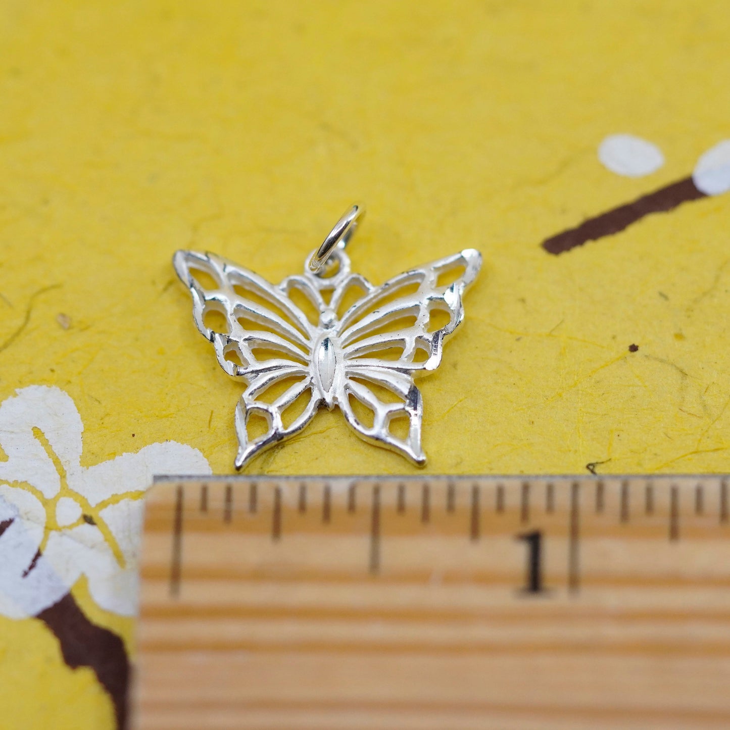 Vintage Sterling silver handmade pendant, 925 butterfly charm