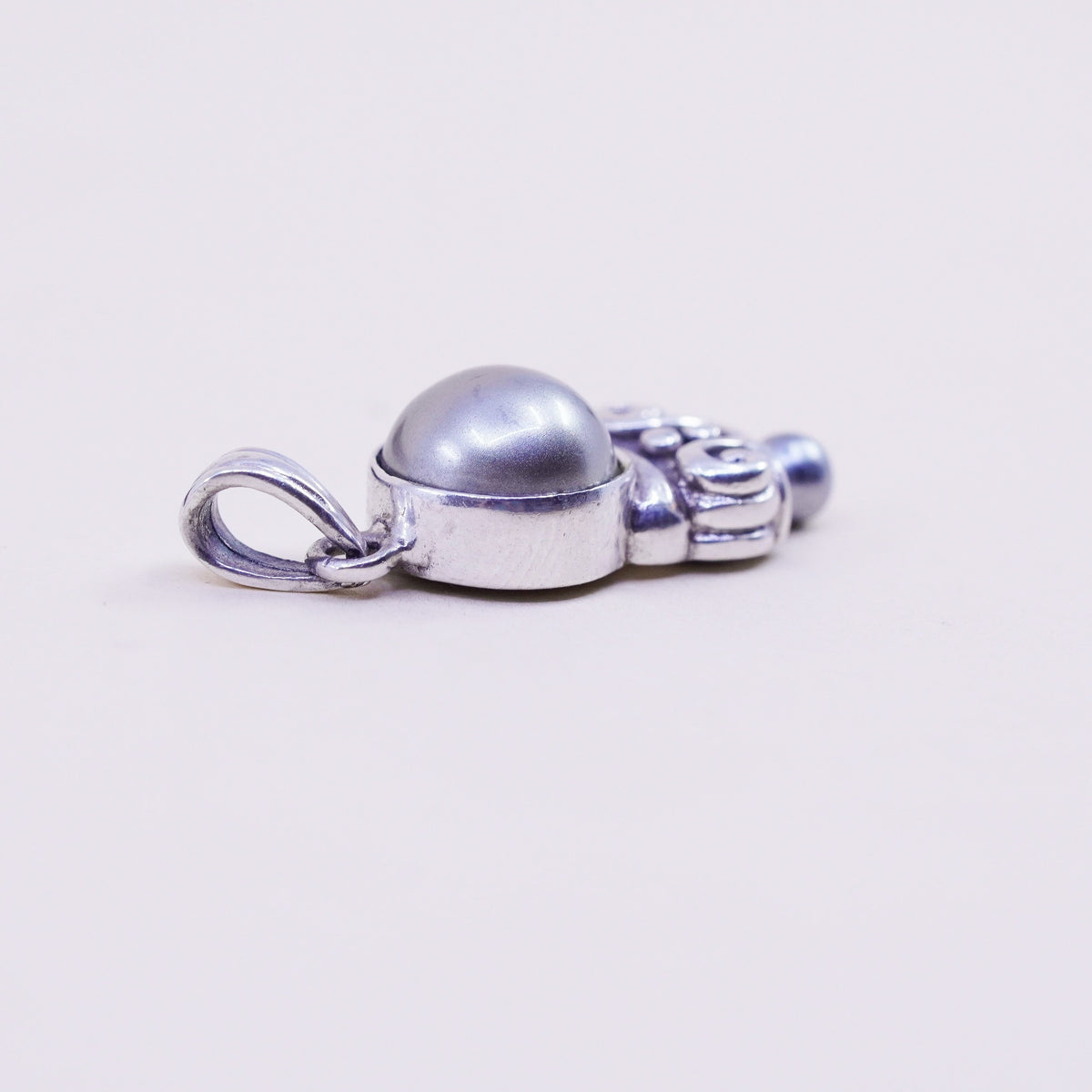 Vintage handmade sterling 925 silver pendant with pearl
