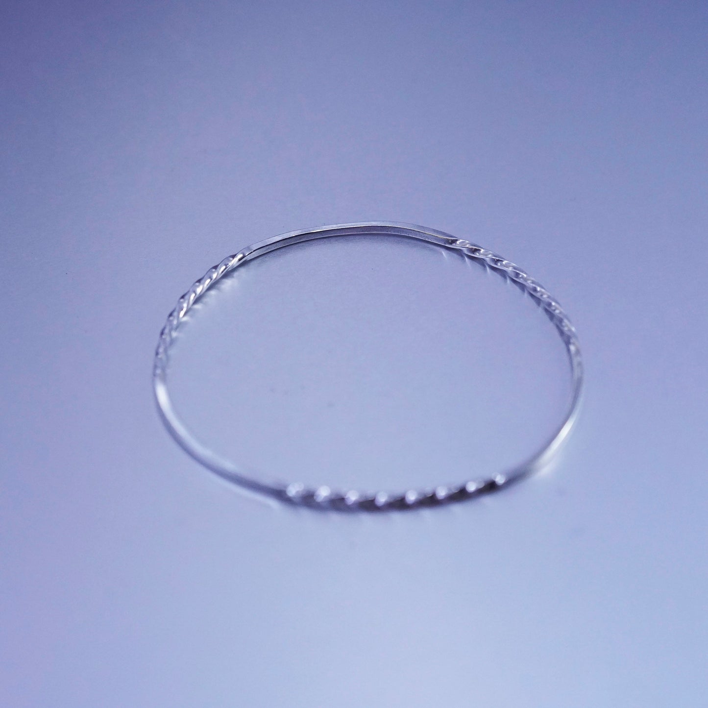 7.75”, Sterling 925 silver handmade bracelet, stackable twisted cable bangle