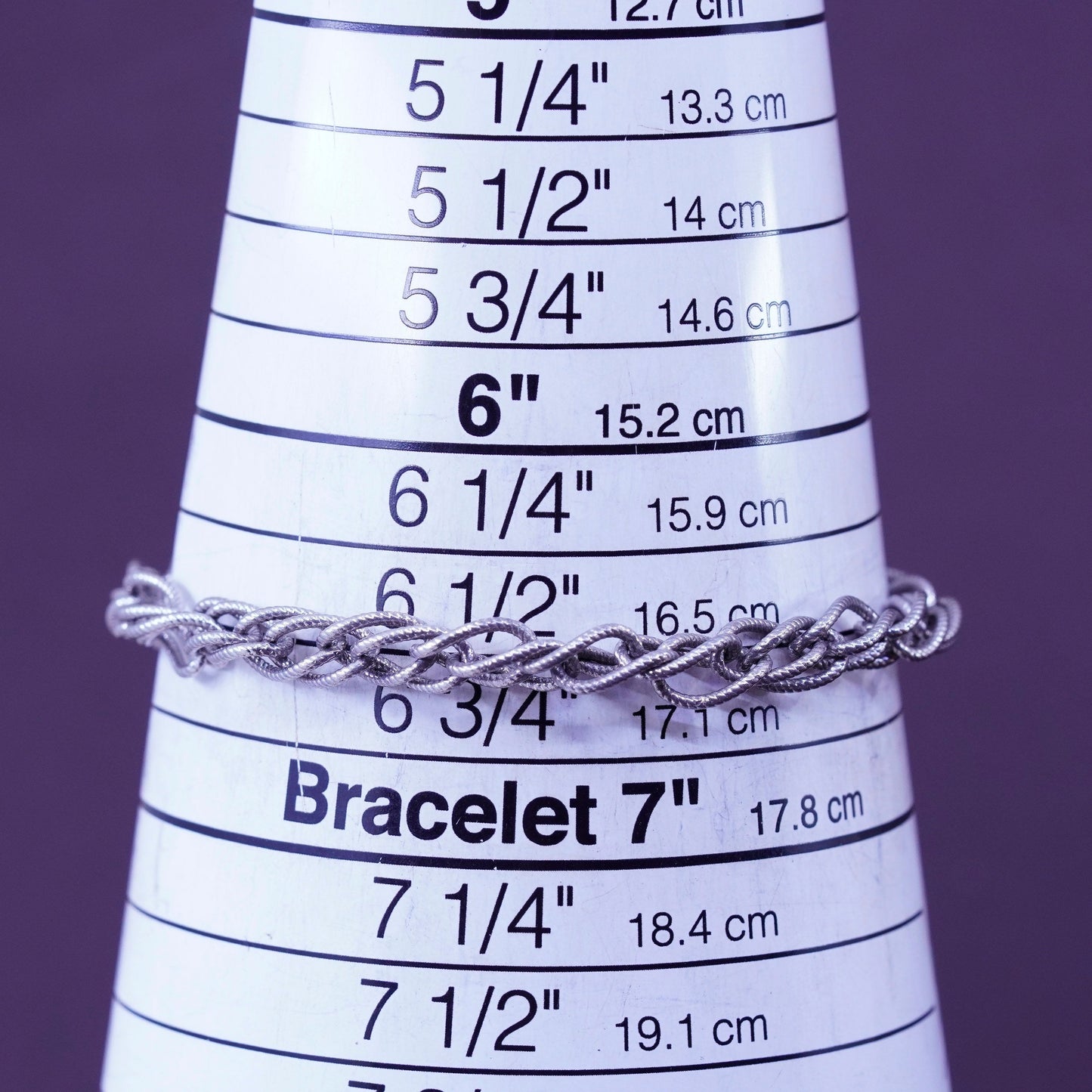 6.5”, vintage Sterling silver handmade double curb bracelet, 925 charm chain