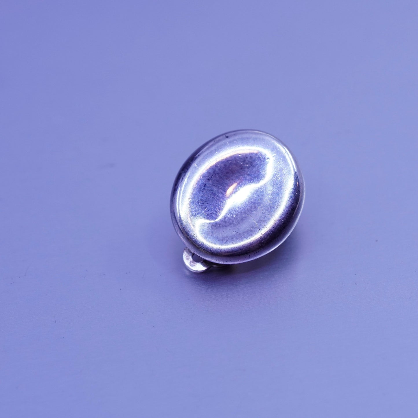 Vintage modern Sterling 925 silver handmade earrings, oval clip on