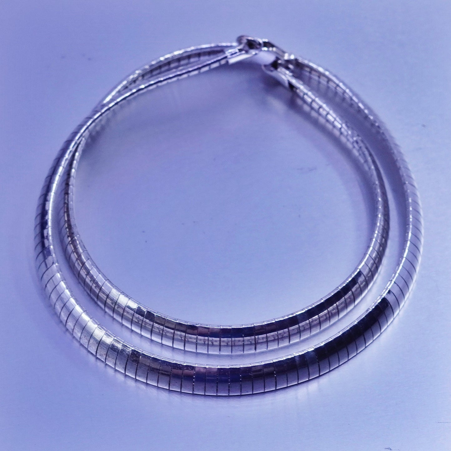 18” 7mm, vintage Italy 925 silver omega chain necklace
