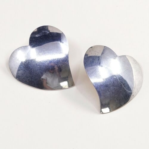 VINTAGE Southwestern Handmade Sterling Silver Studs, meixco 925 Heart EARRINGS