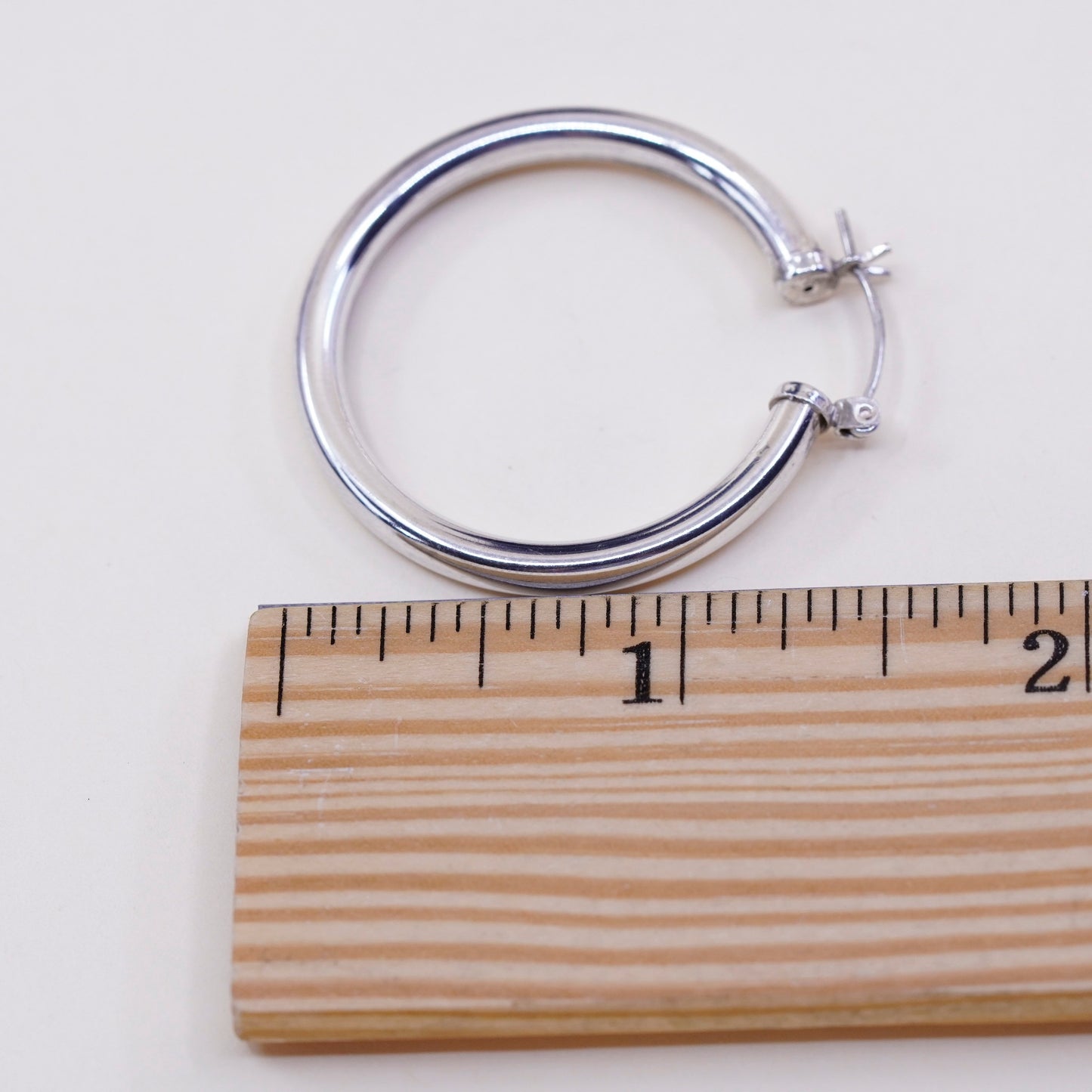 1.25”, Vintage sterling silver loop earrings, minimalist primitive hoops