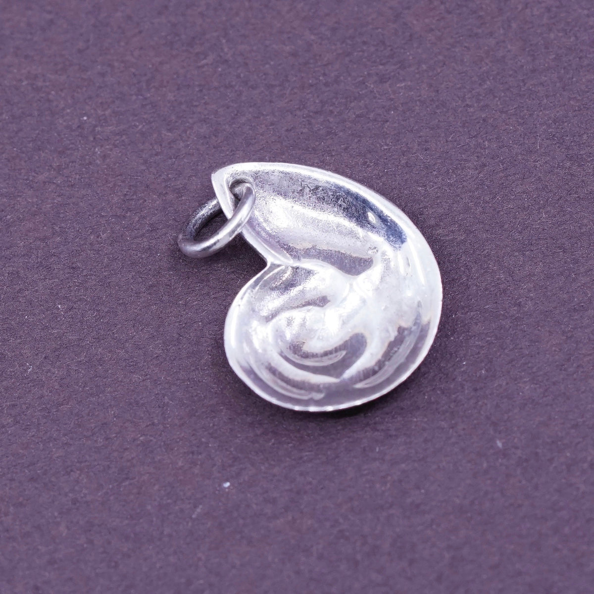 Vintage Sterling silver handmade shell pendant, 925 charm