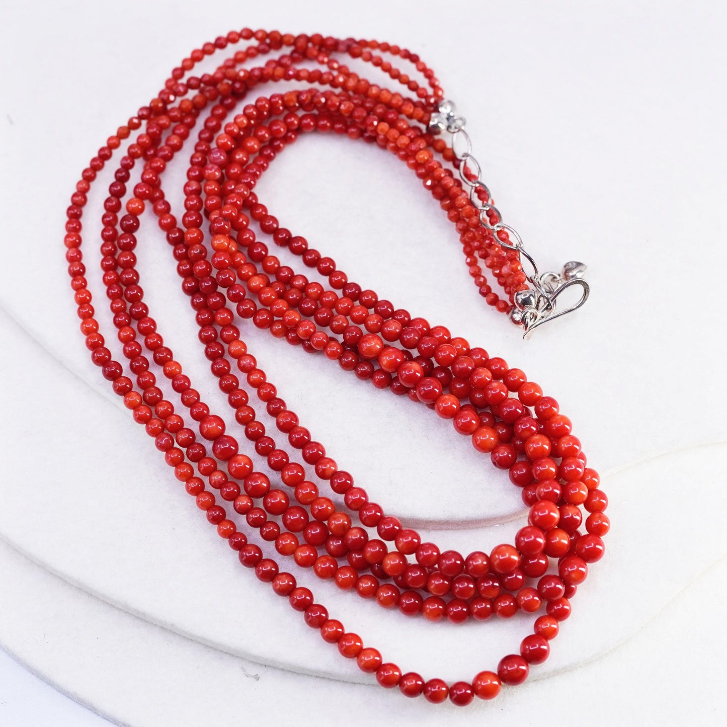 18+2”, Jay King DTR Sterling 925 silver necklace, multi strands coral chain