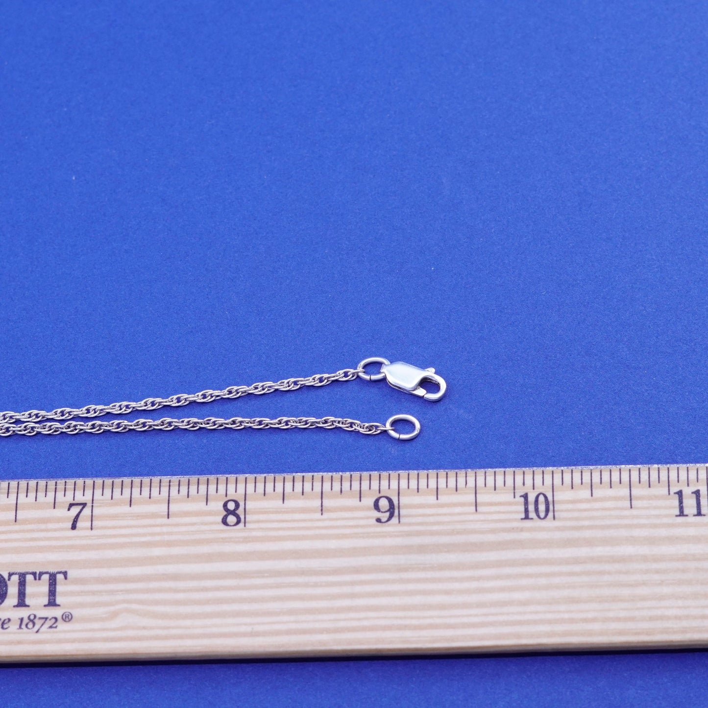 19”, 2mm, vintage Sterling silver necklace, 925 Singapore rope chain