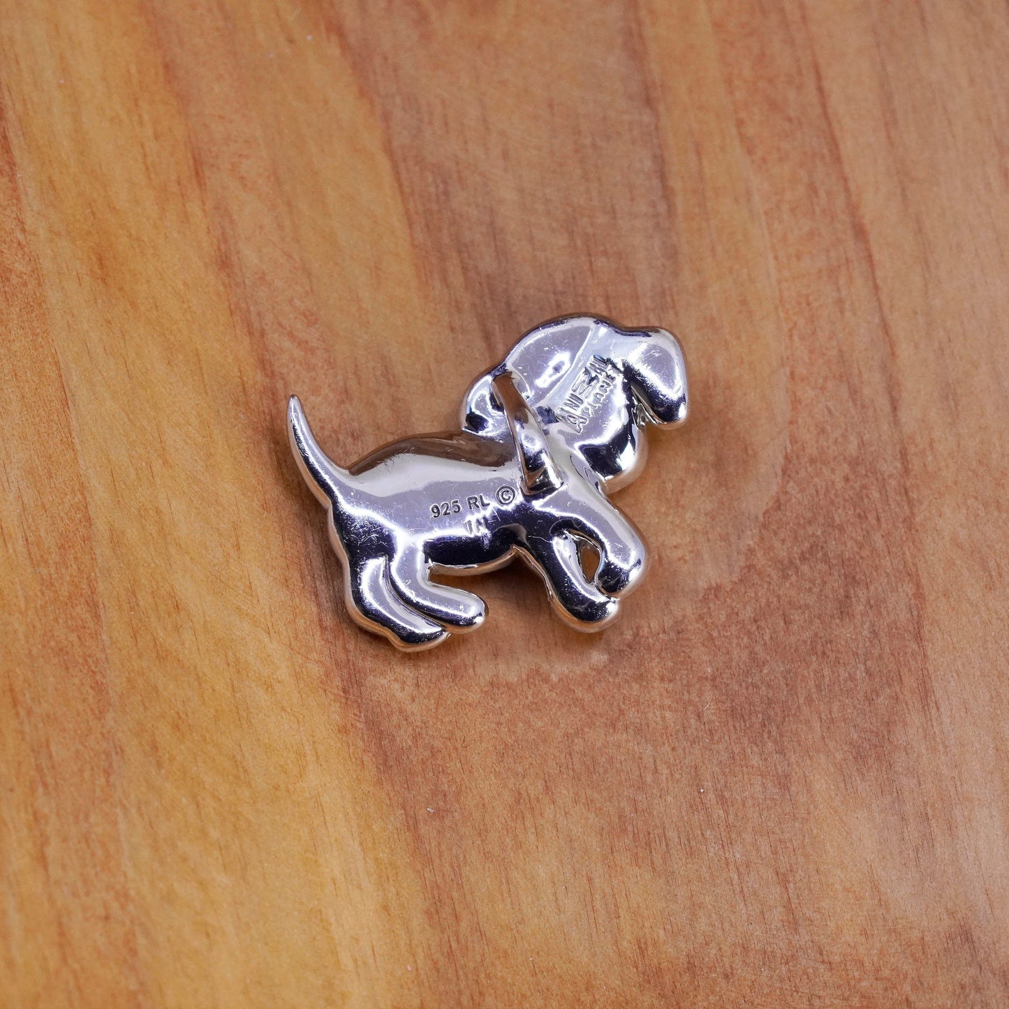 vtg RL Sterling 925 silver handmade pendant, cluster crystal Beagle puppy dog