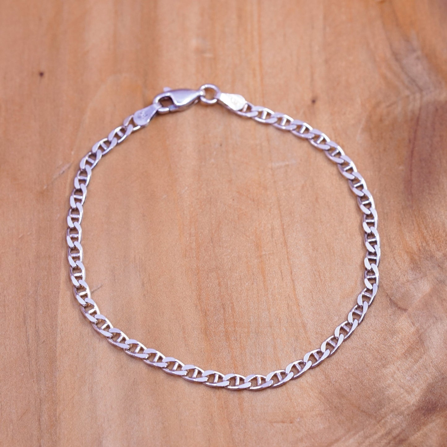7”, Vintage sterling silver handmade bracelet, 925 anchor chain